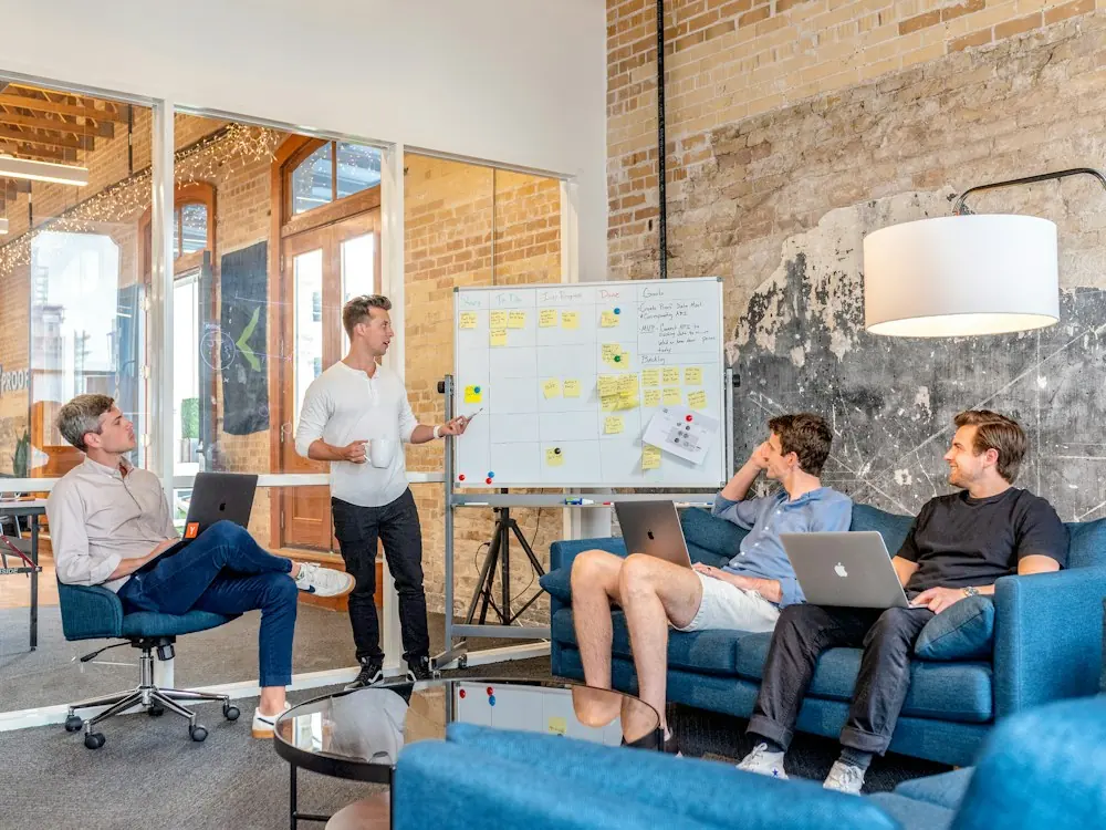 Agency team presenting ideas in an office